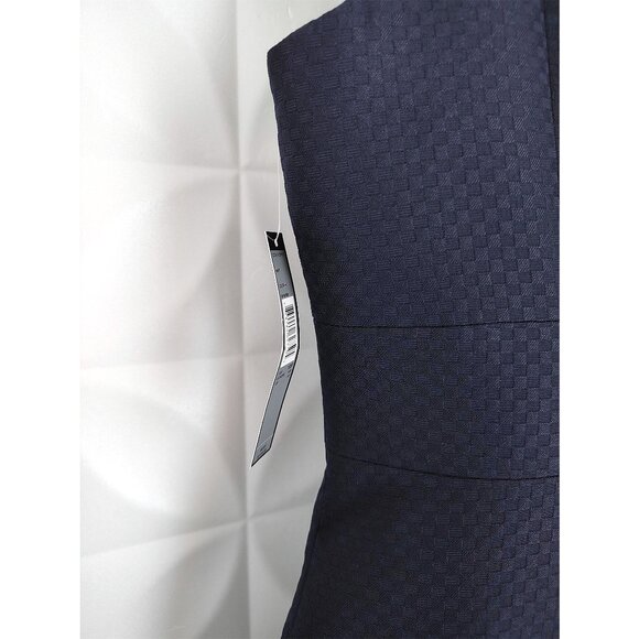 New Blue Sheath Dress Navy Blue Checker Workwear 10P Tahari Levine Studio - Picture 10 of 11